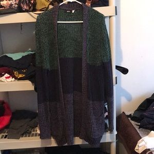 Cozy color-block cardigan